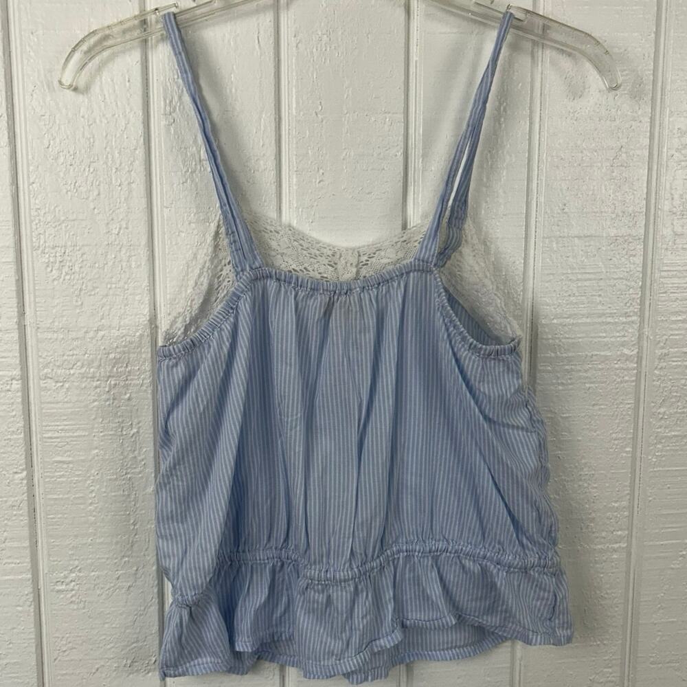 GAP Lace Trim Camisole Cottagecore Feminine Soft Girl Cotton Tank Blue XS - Picture 5 of 8